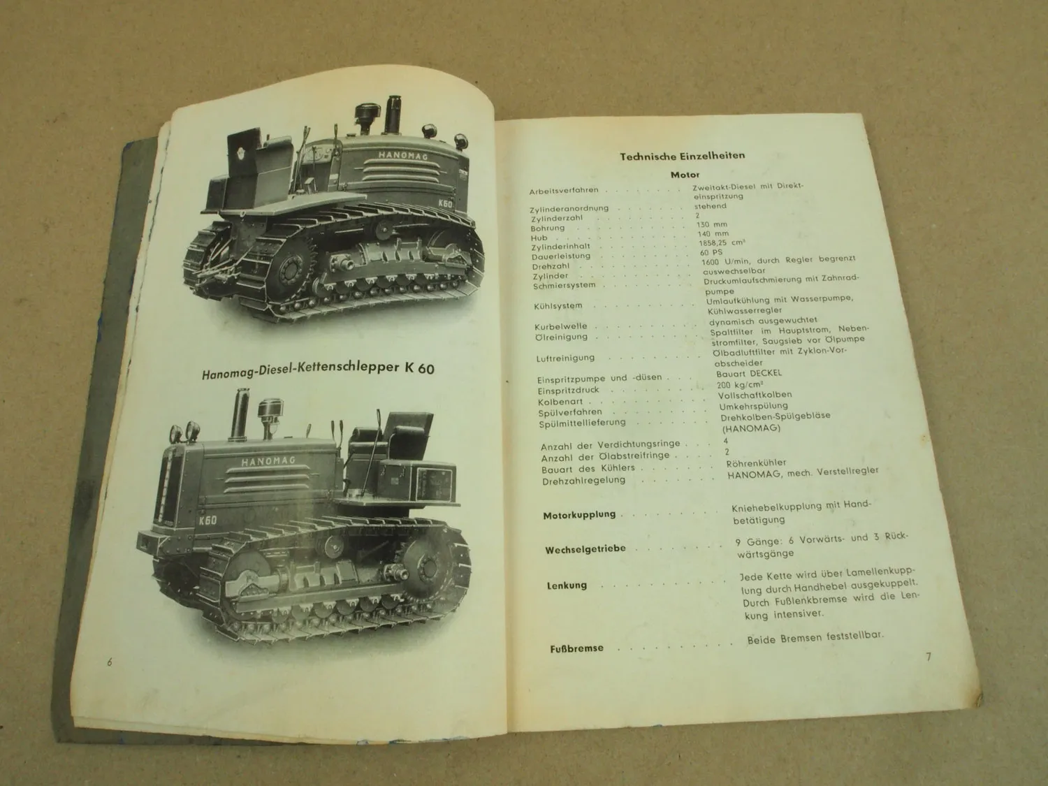 Hanomag K60 Schlepper Betriebsanleitung 1956