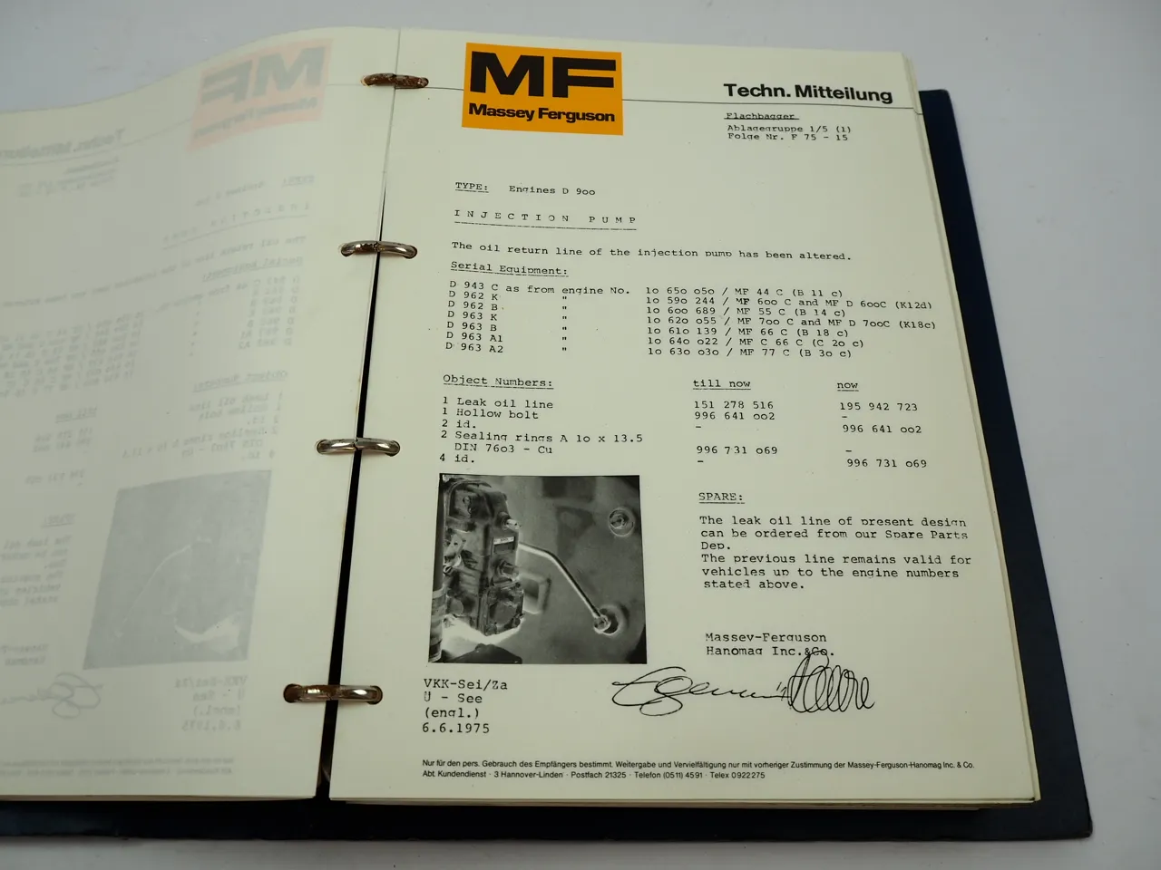 Hanomag Massey Ferguson Construction Machinery Technical Bulletins 1975