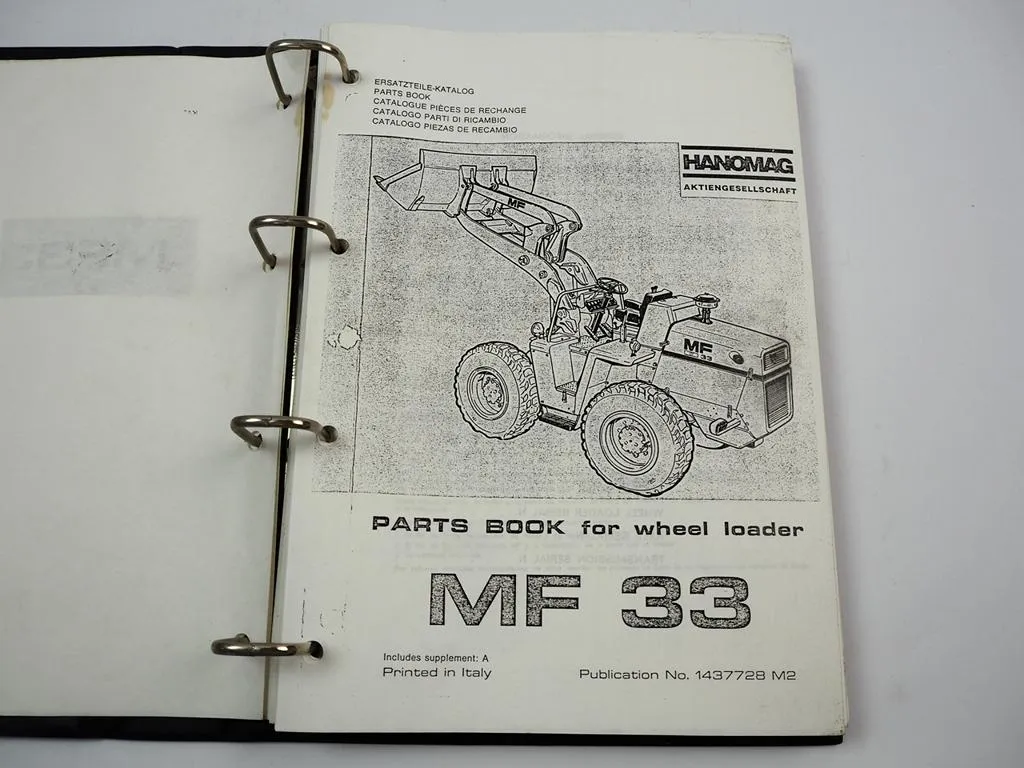 Hanomag Massey Ferguson MF 33 Radlader Ersatzteilliste Ersatzteilkatalog Parts List