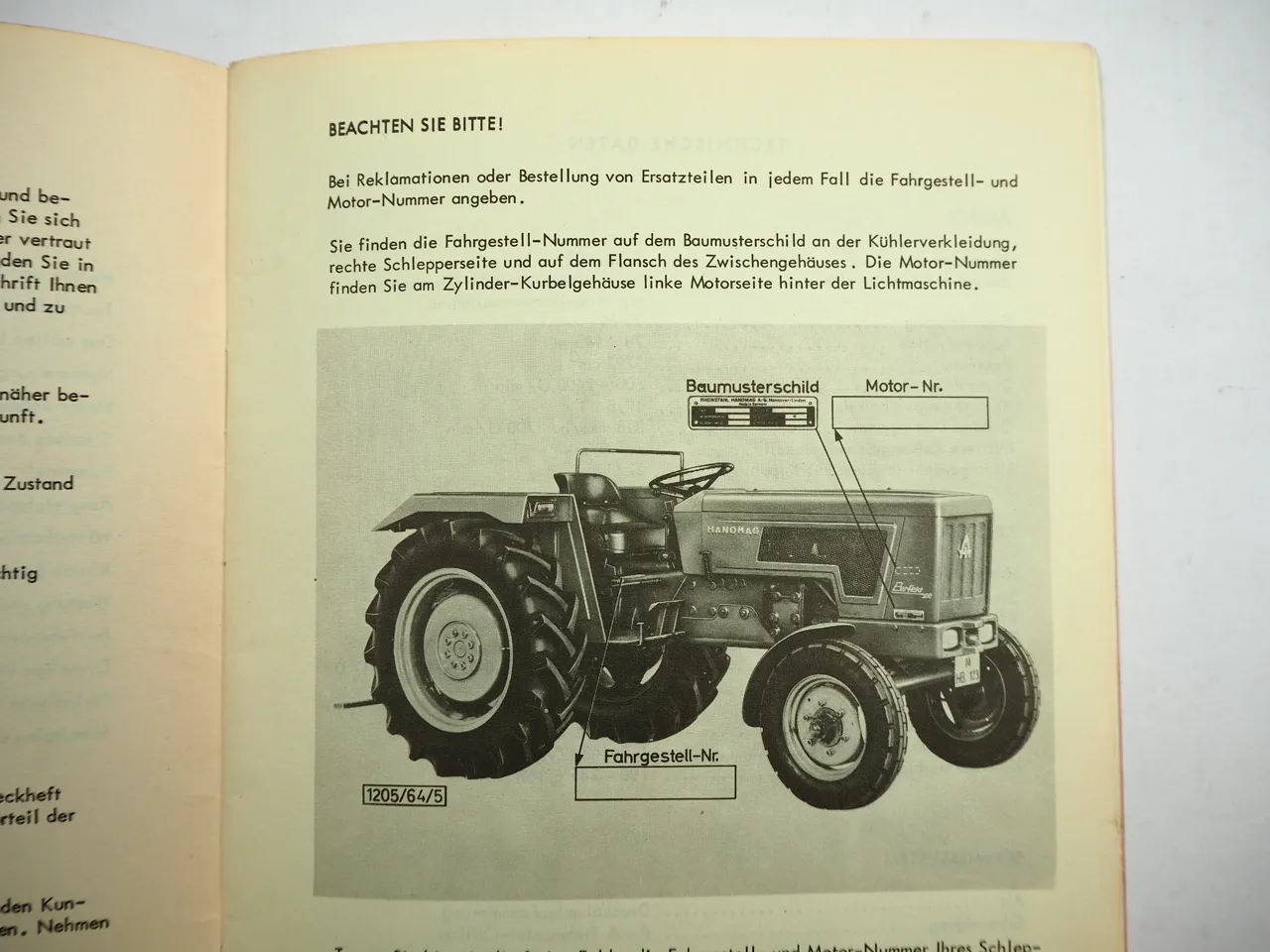 Hanomag Perfekt 300 Schlepper Betriebsanleitung Bedienung Kurzfassung 1964