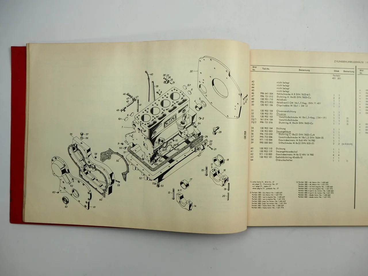Hanomag Perfekt 401 301 Schlepper Ersatzteilliste Ersatzteilekatalog 1964