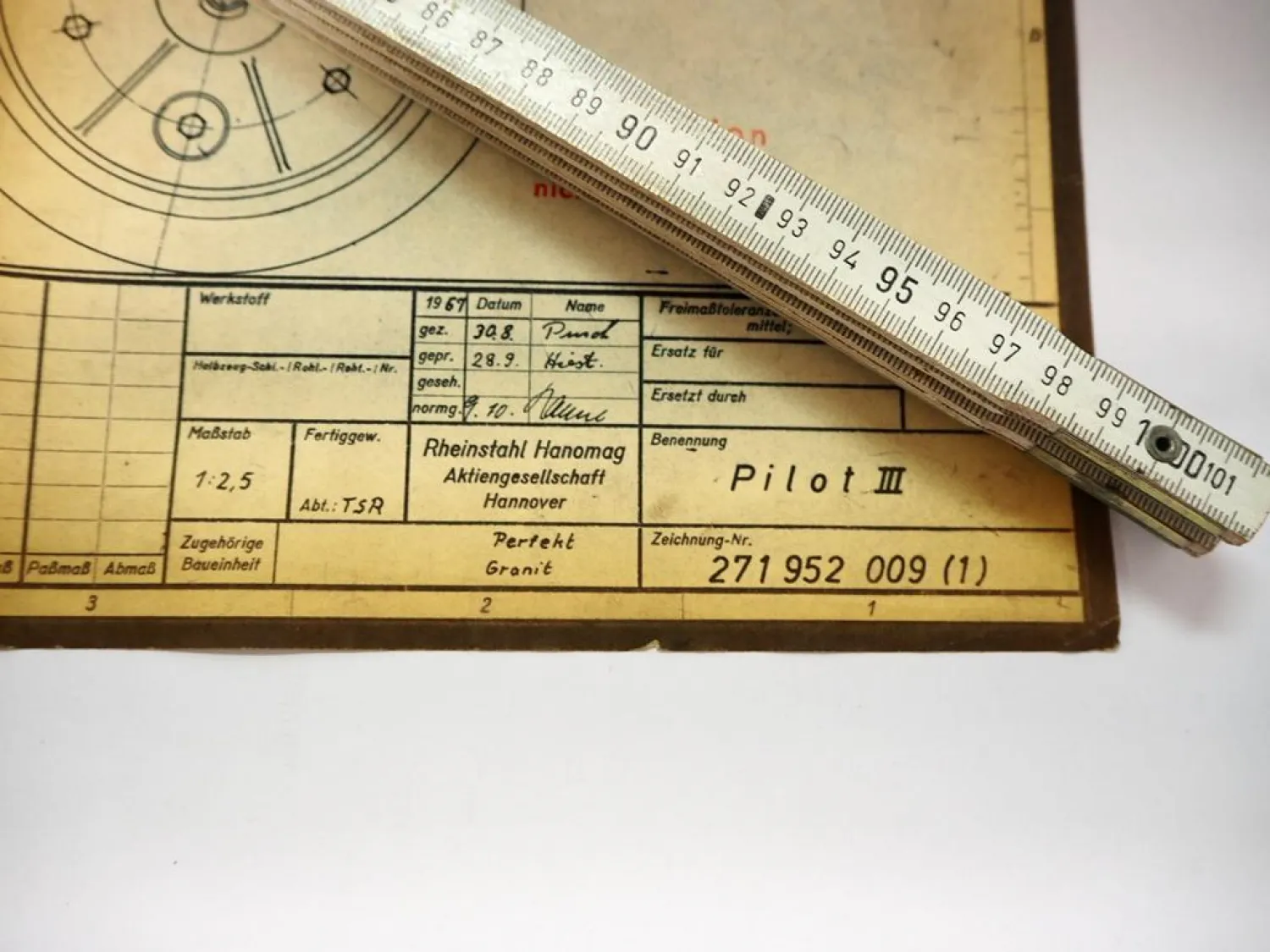 Hanomag Perfekt Granit Pilot 3 Regelhydraulik techn. Zeichnung 1967 Maßstab1:2,5