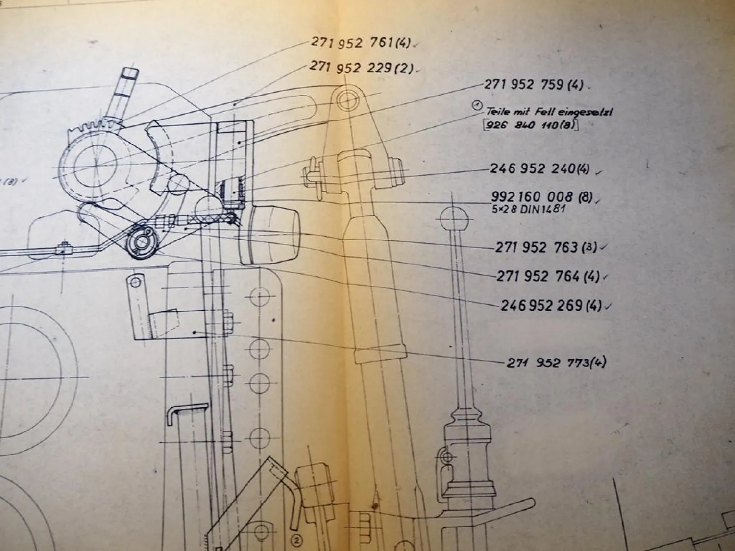 Hanomag Perfekt Granit Pilot 3 Regelhydraulik techn. Zeichnung 1967 Maßstab1:2,5