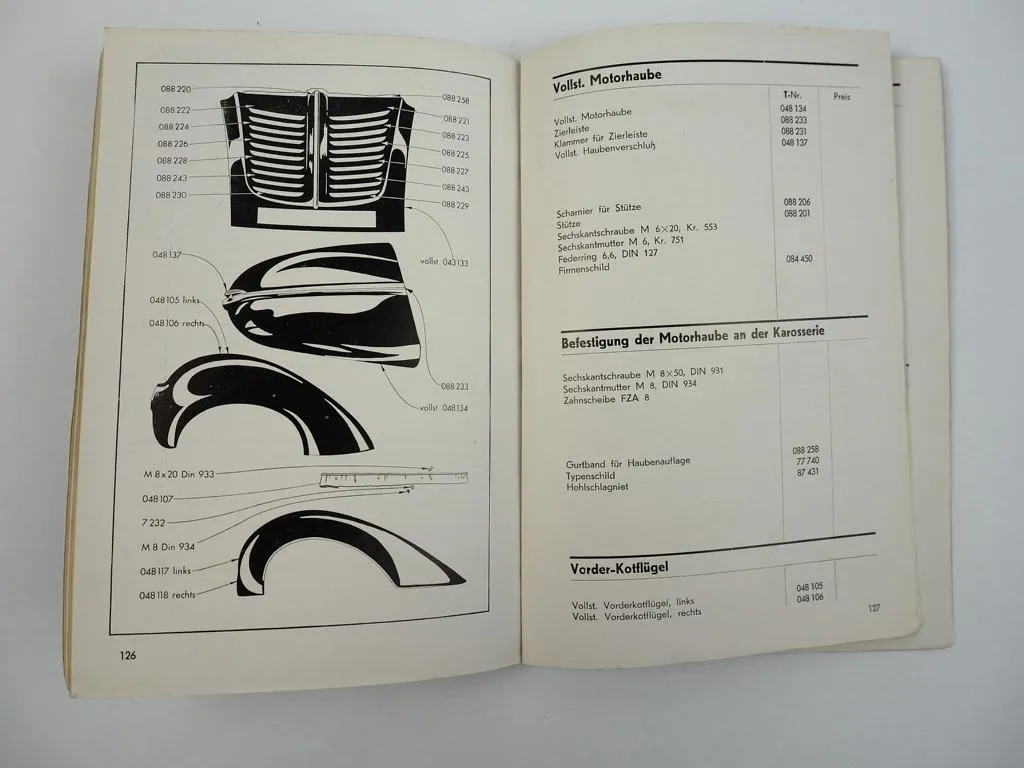 Hanomag PKW Limousine 32 PS 1,3l Stahlhelm Ersatzteilliste 1939