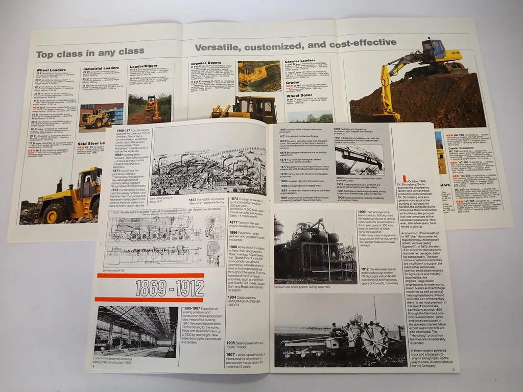 Hanomag Produktprogramm Baumaschinen Firmengeschichte 2x Prospekt 1989 englisch