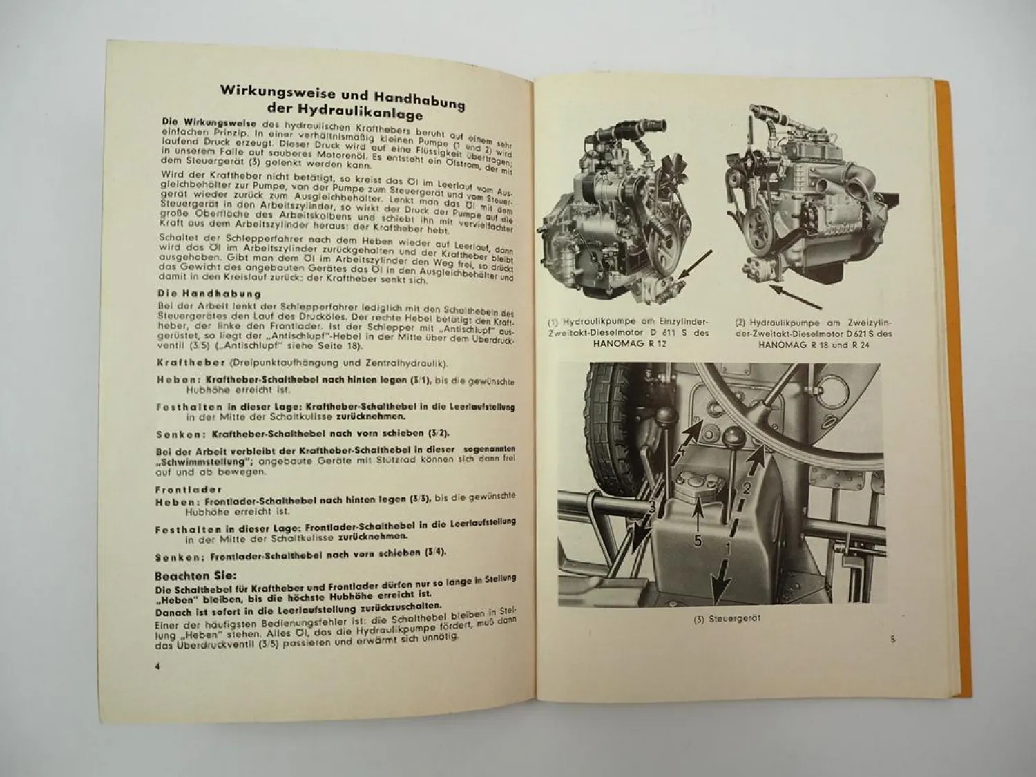 Hanomag R12 R18 R24 Schlepper Hydraulikanlage Handbuch 1956