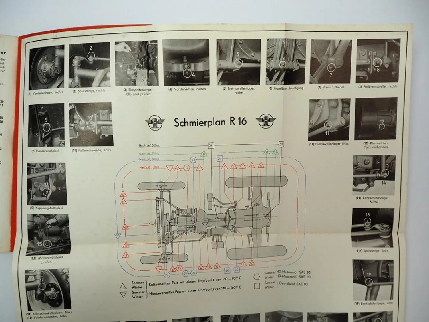 Hanomag R16 Radschlepper Betriebsanleitung Ersatzteilliste 1956/55