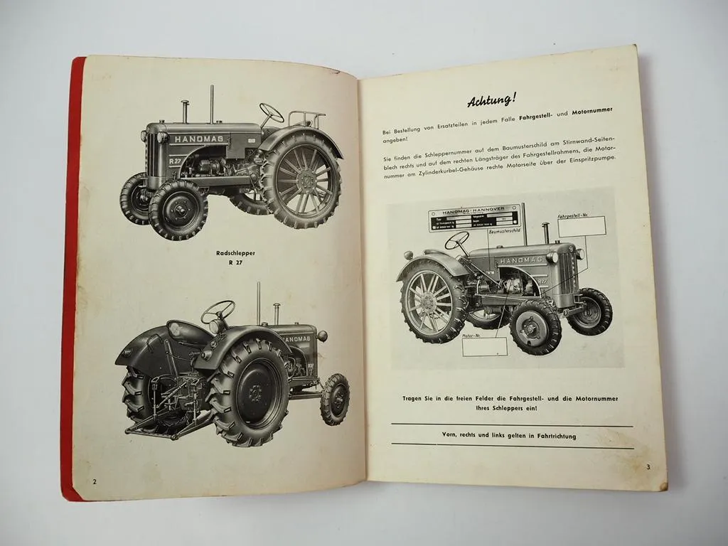 Hanomag R27 Radschlepper Ersatzteilliste Ersatzteilkatalog 1954