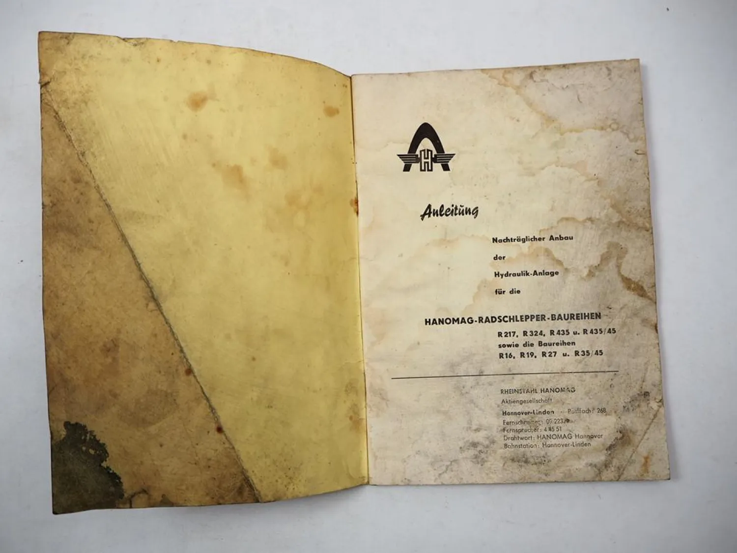 Hanomag Radschlepper 4-Takt-Motor Anbauanleitung Hydraulikanlage 1961