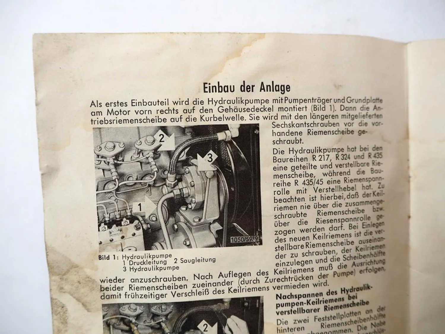 Hanomag Radschlepper 4-Takt-Motor Anbauanleitung Hydraulikanlage 1961