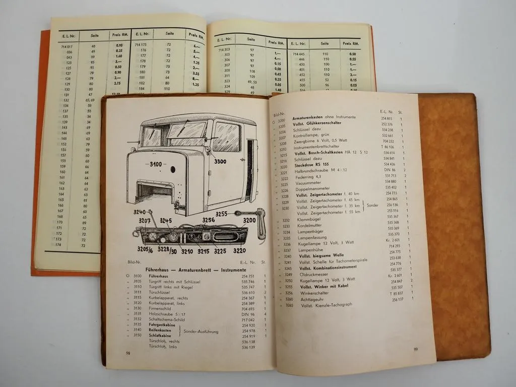 Hanomag SS SSA 100 Diesel Sattelschlepper Gigant Ersatzteilliste Preisliste 1939