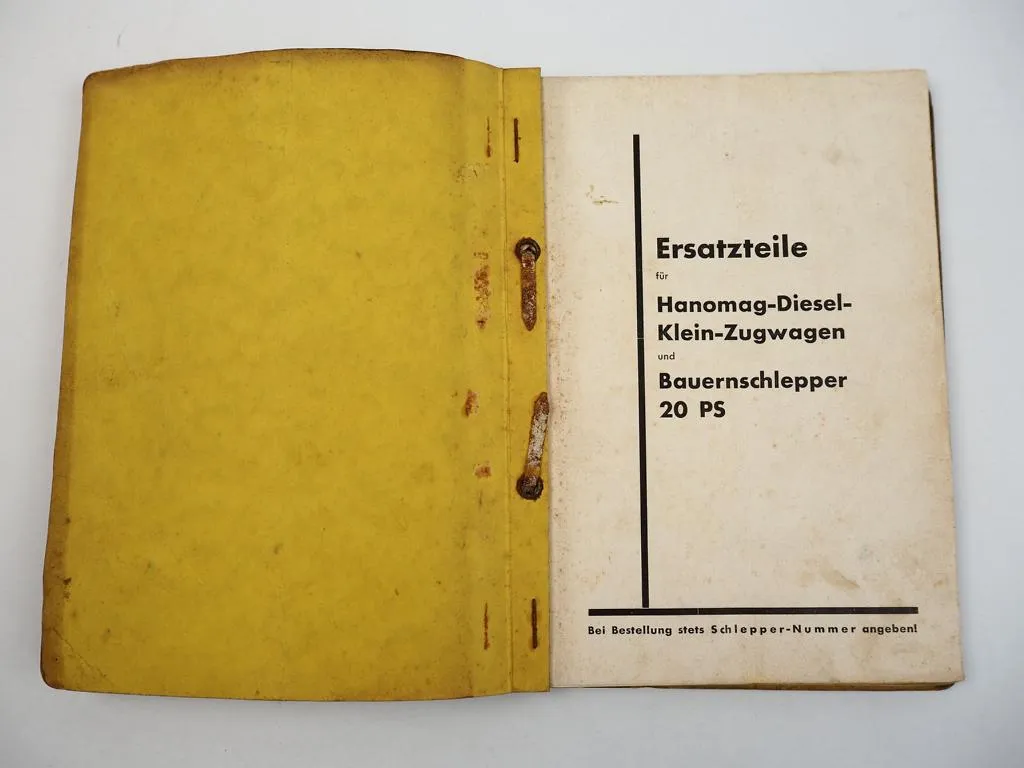 Hanomag SS20 RL20 Diesel Bauernschlepper Zugwagen Ersatzteilliste 1940
