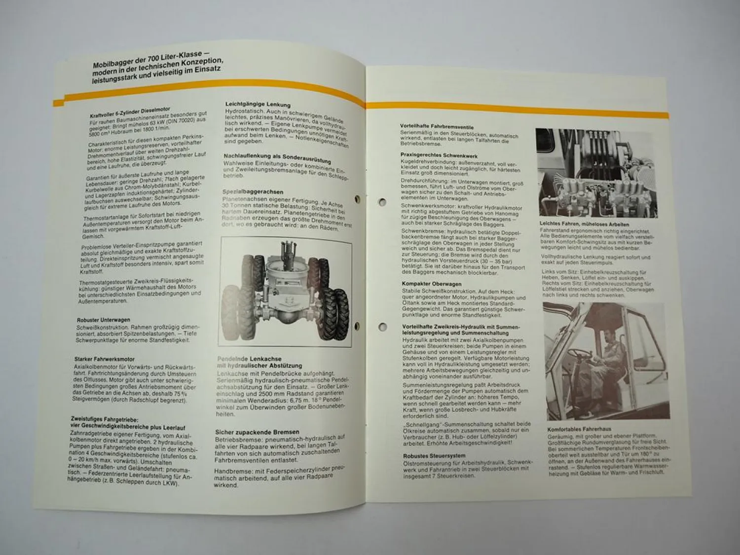 Hanomag W450 D Mobilbagger mit 700 Liter Tieflöffel Prospekt 1980