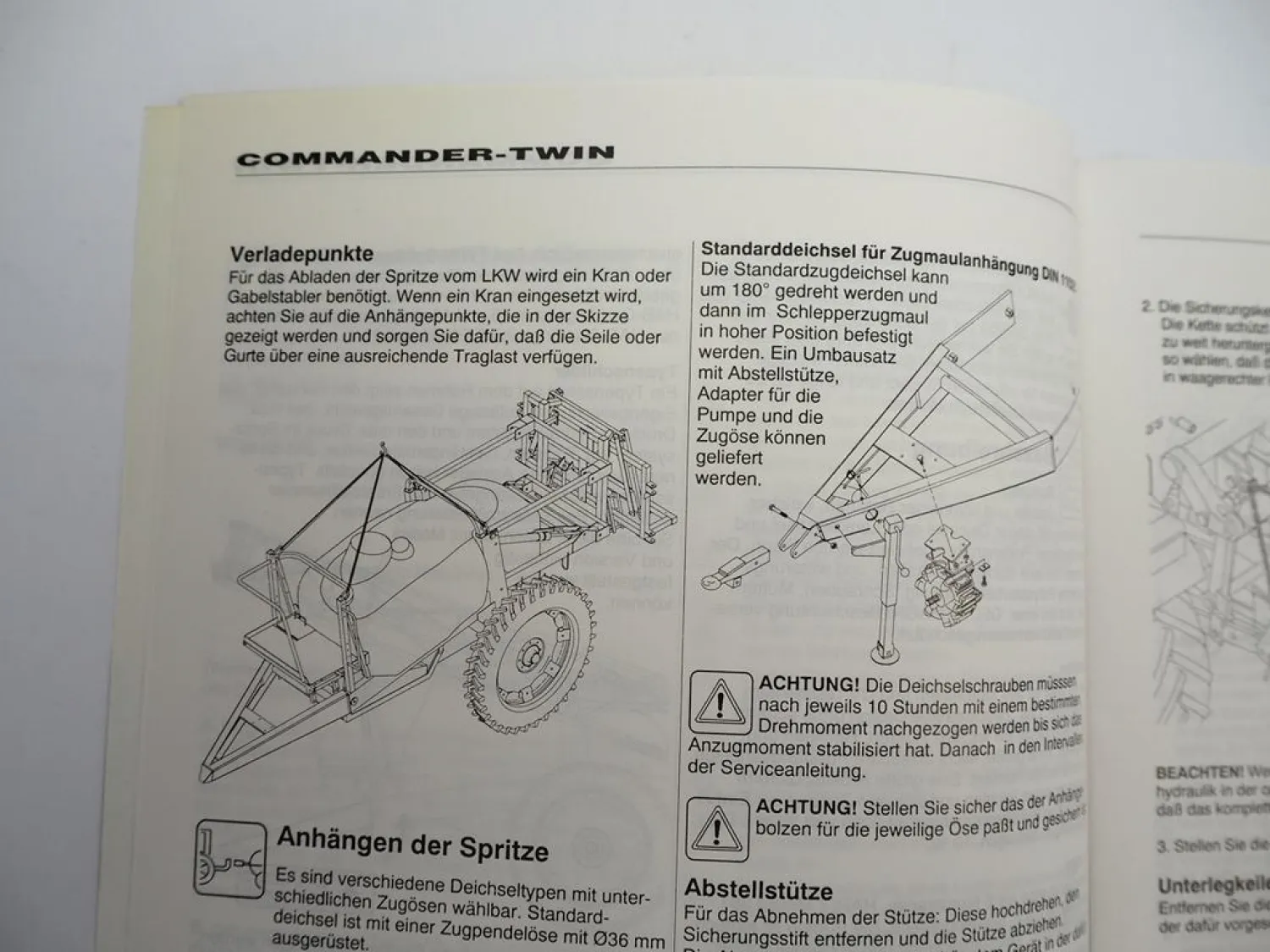 Hardi Commander Twin Anhängefeldspritze Betriebsanleitung Wartung 1996