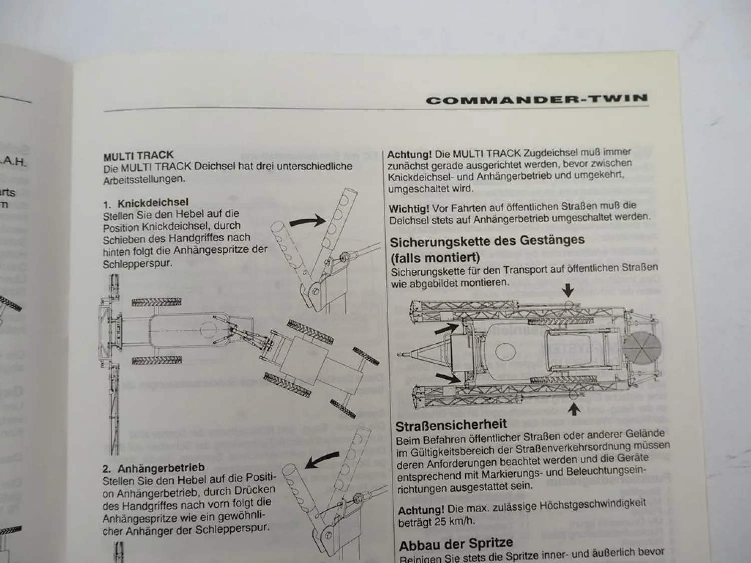 Hardi Commander Twin Anhängefeldspritze Betriebsanleitung Wartung 1996