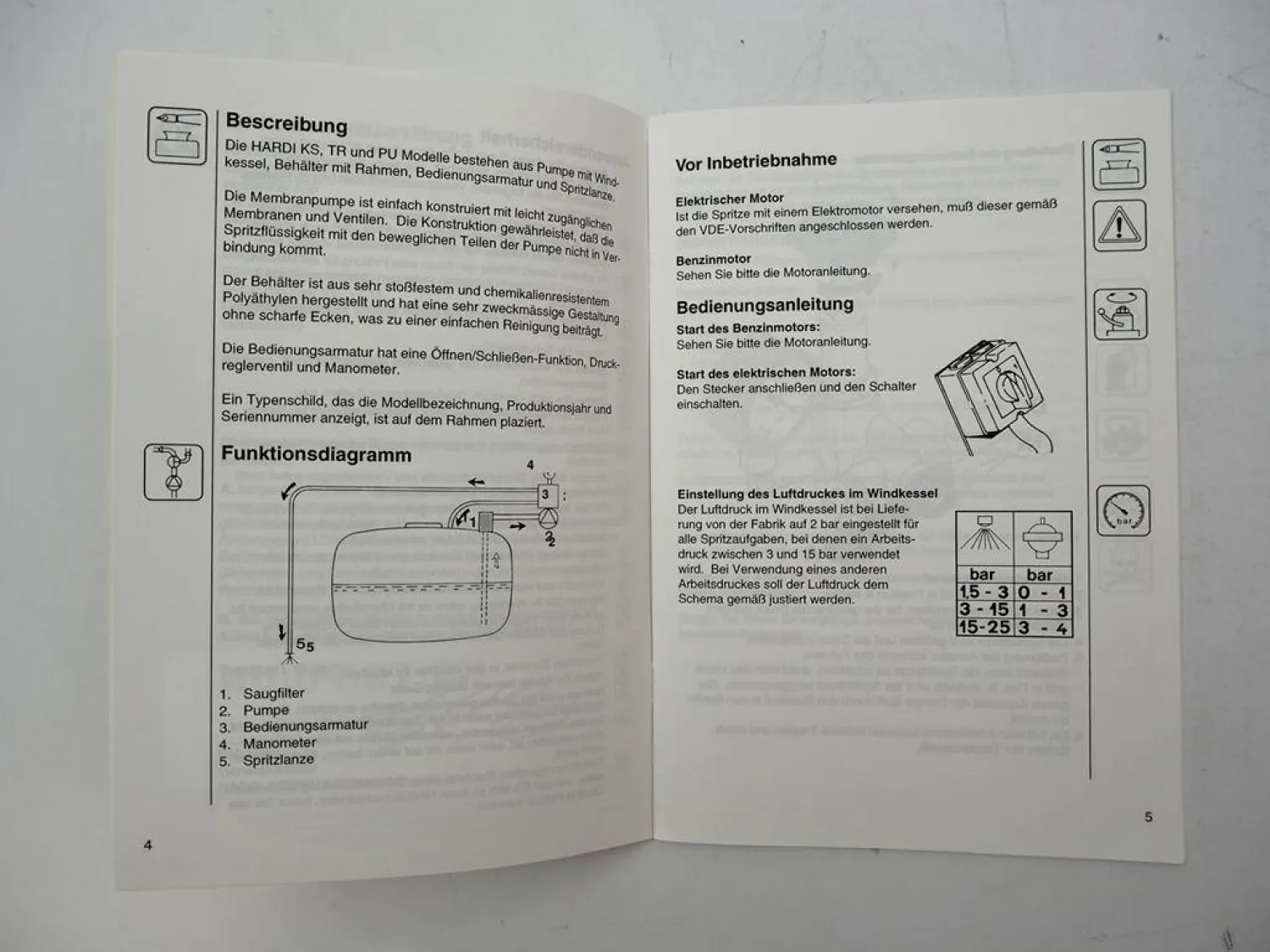 Hardi KS TR PU UN Feldspritze Betriebsanleitung Ersatzteilliste 1992