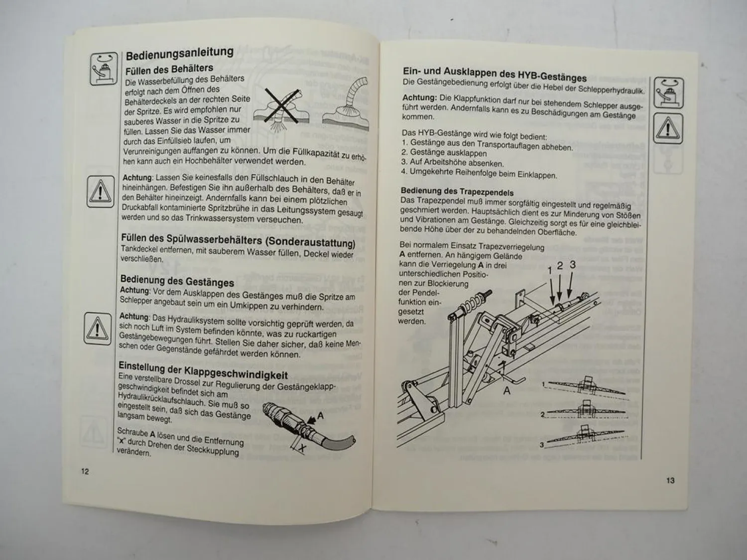 Hardi Master HYB 600 800 1000 1200 Feldspritze Betriebsanleitung 1995
