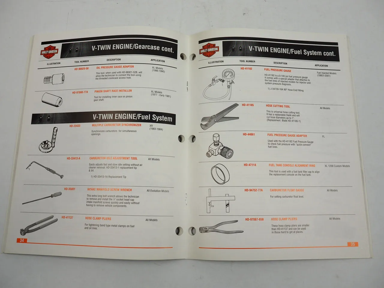 Harley Davidson Buell Werkzeug Katalog Special Tools Catalog 2004