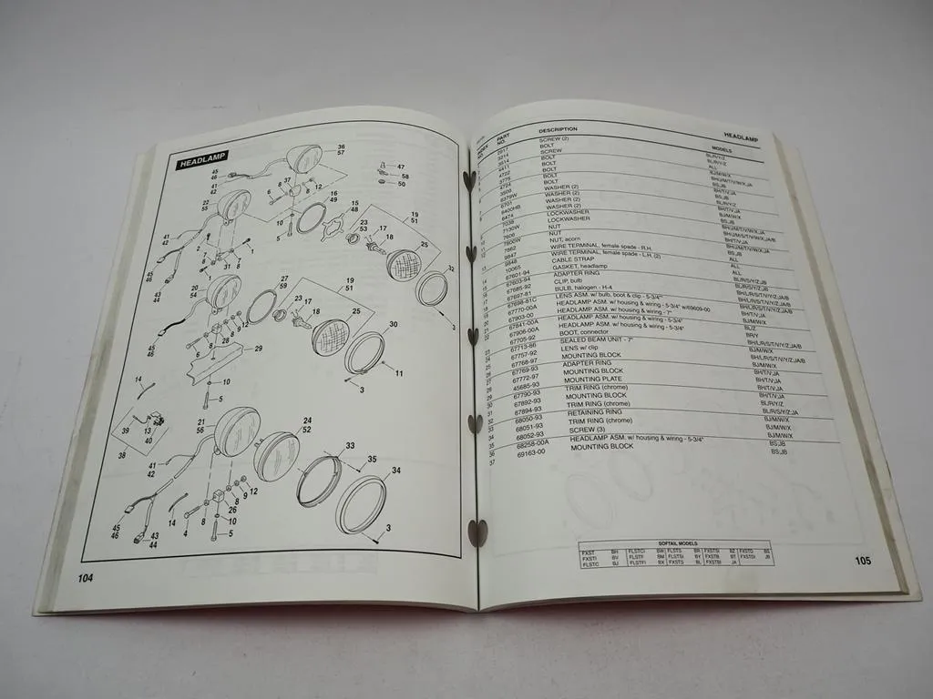 Harley Davidson FXST FXSTI FLSTC FXSTD FXSTS Softail 2002 Parts List Catalog