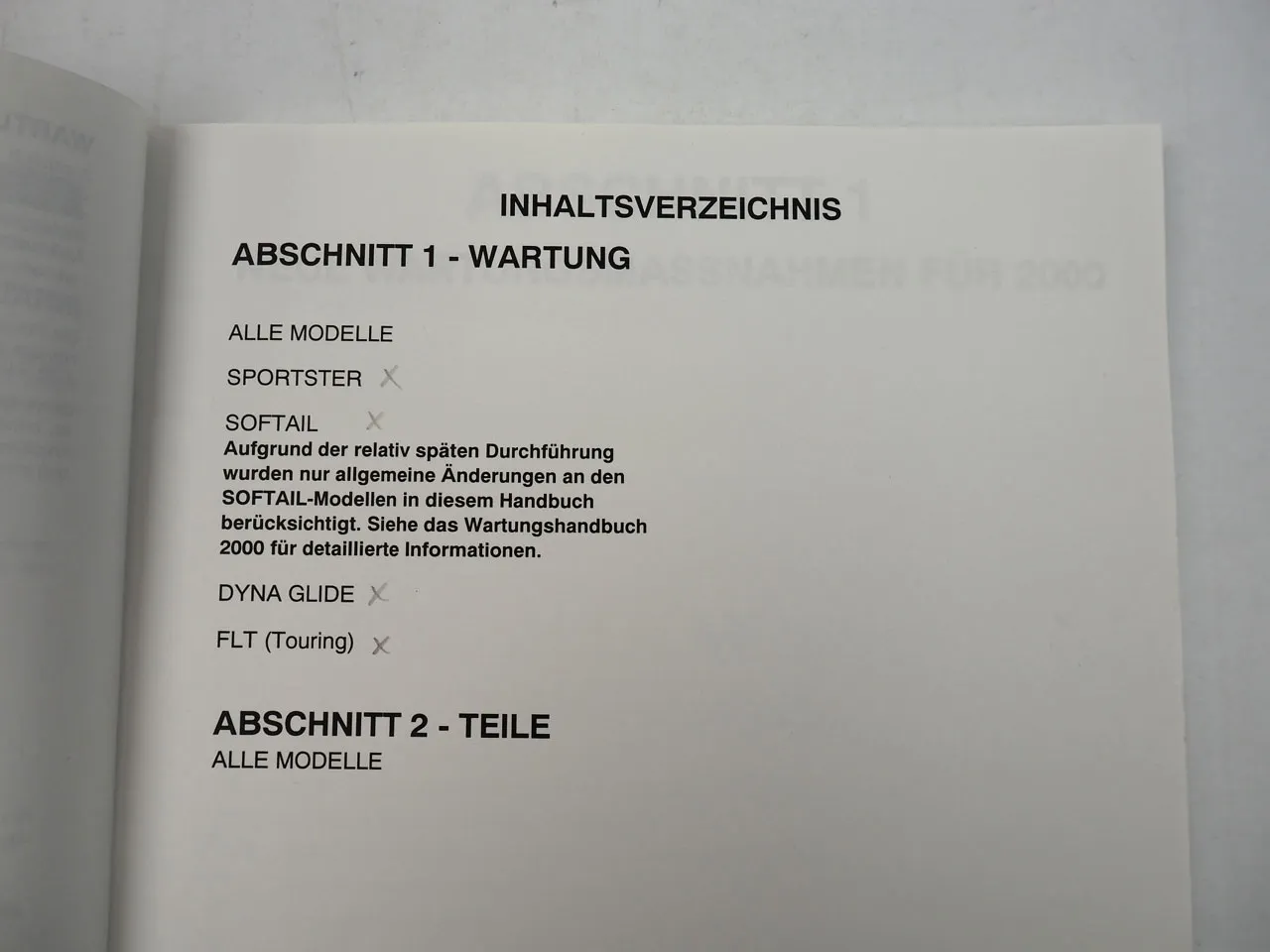 Harley Davidson Sportster Softail Dyna Glide FLT Zusatz Werkstatthandbuch 2000
