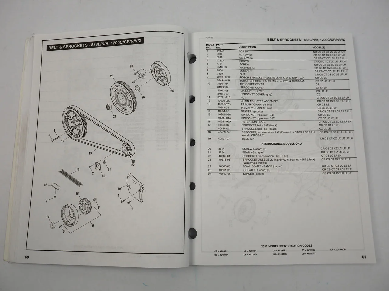 Harley Davidson XL 883 1200 Sportster Parts Catalog 2012 Ersatzteilliste