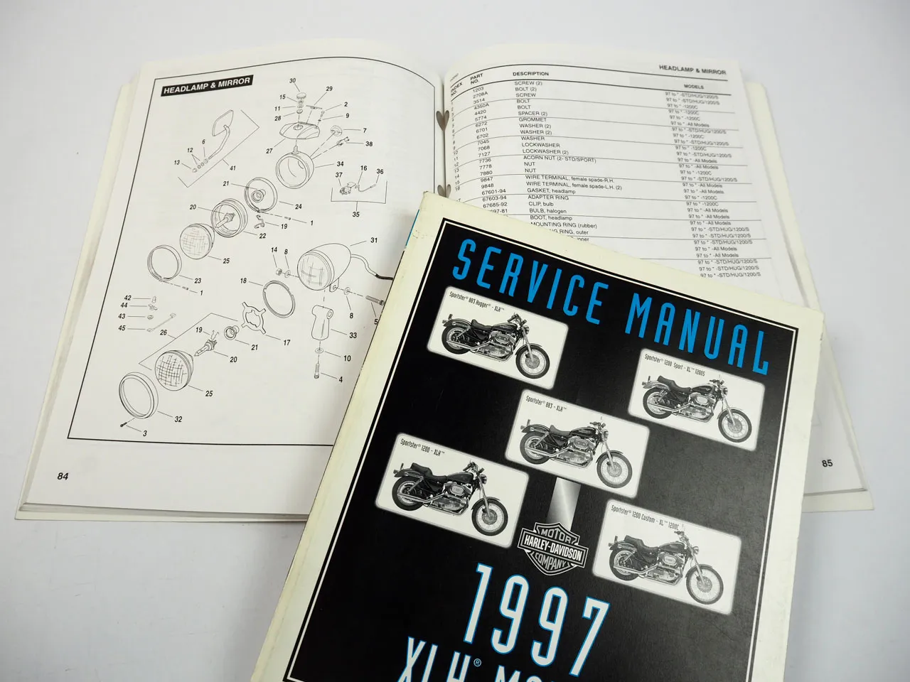 Harley Davidson XL XLH 883 1200 Sportster 1997 Service Manual and Parts Catalog