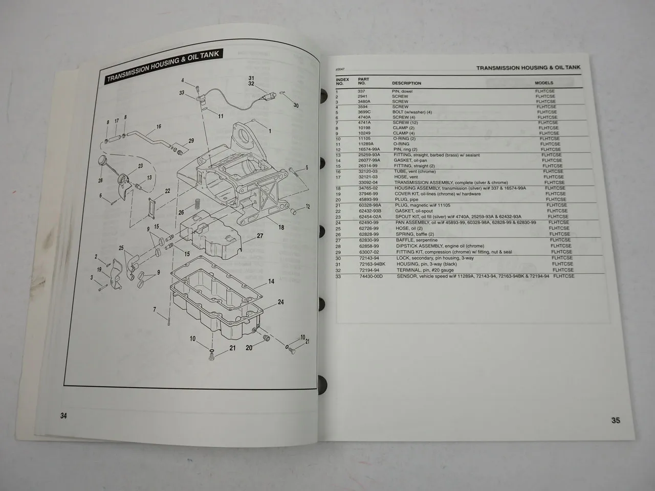Harley FLHTCSE Screamin Eagle Ultra Classic Electra Glide Parts Catalog 2004