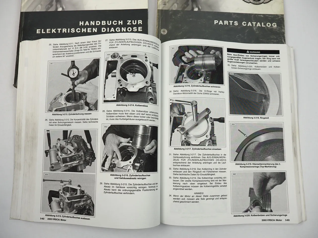 Harley V Rod VRSCA 2003 Werkstatthandbuch Elektrische Diagnose Parts Catalog