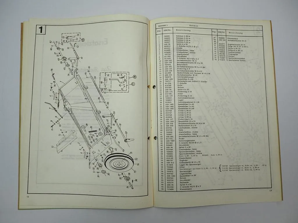 Hassia DES Drillmaschine Betriebsanleitung Ersatzteilliste 1975