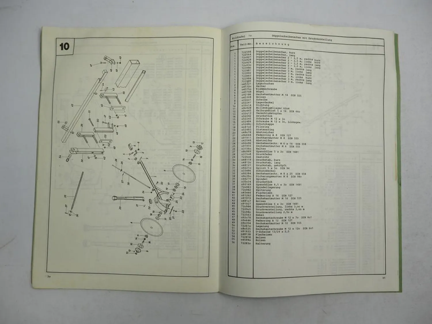Hassia DU Drillmaschine Betriebsanleitung Ersatzteilliste 1980 Original