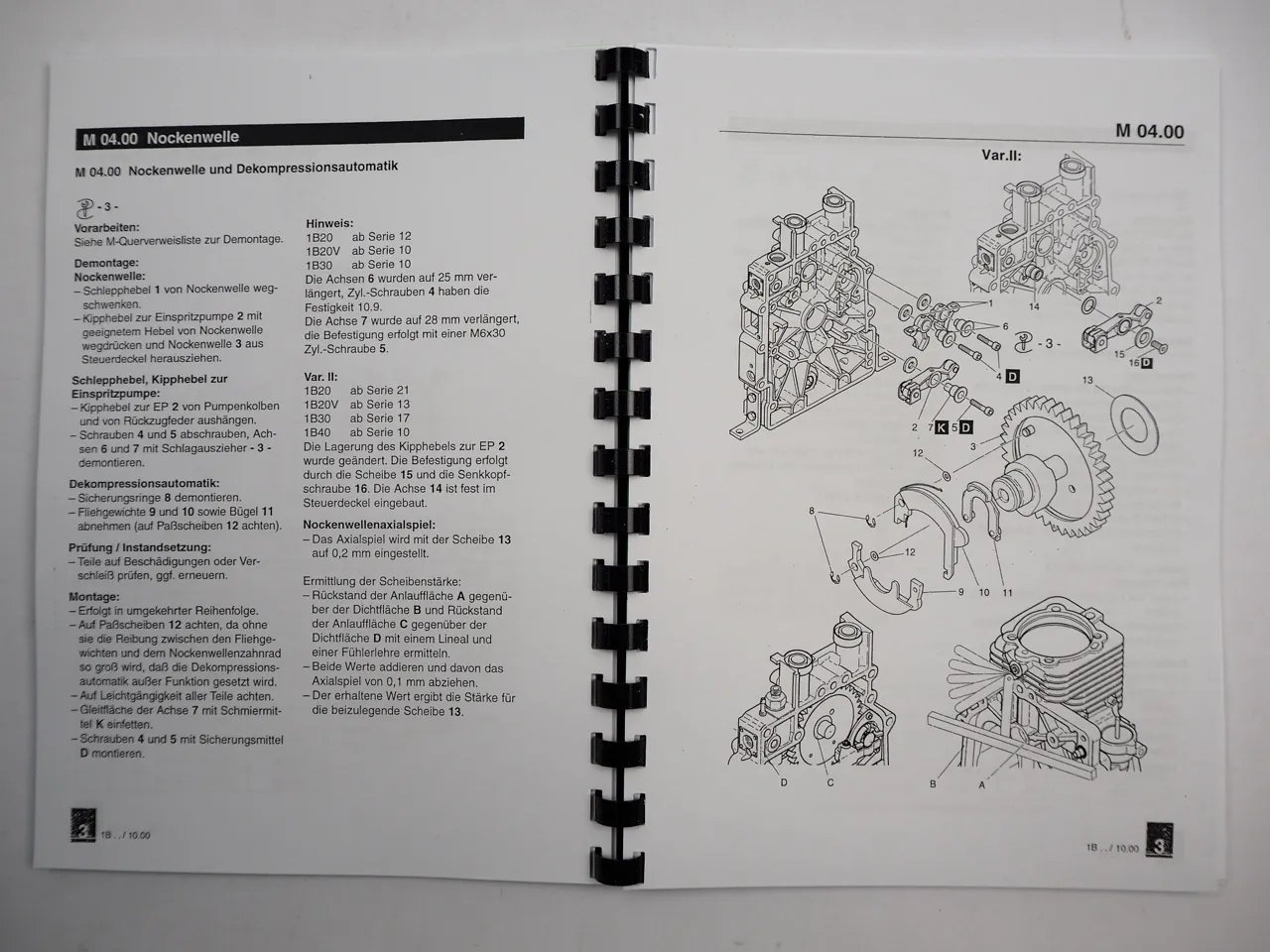 Hatz 1B20 1B30 1B40 und V Dieselmotor Reparaturanleitung Werkstatthandbuch