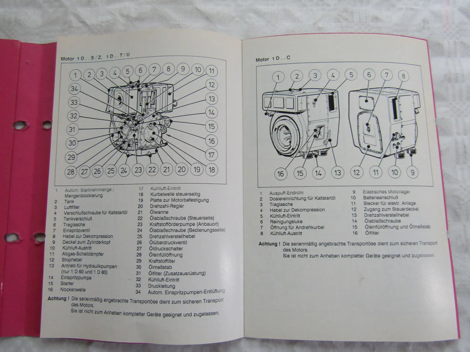 Hatz 1D 20 30 35 40 60 80 Dieselmotor Bedienungsanleitung Betriebsanleitung 5/91