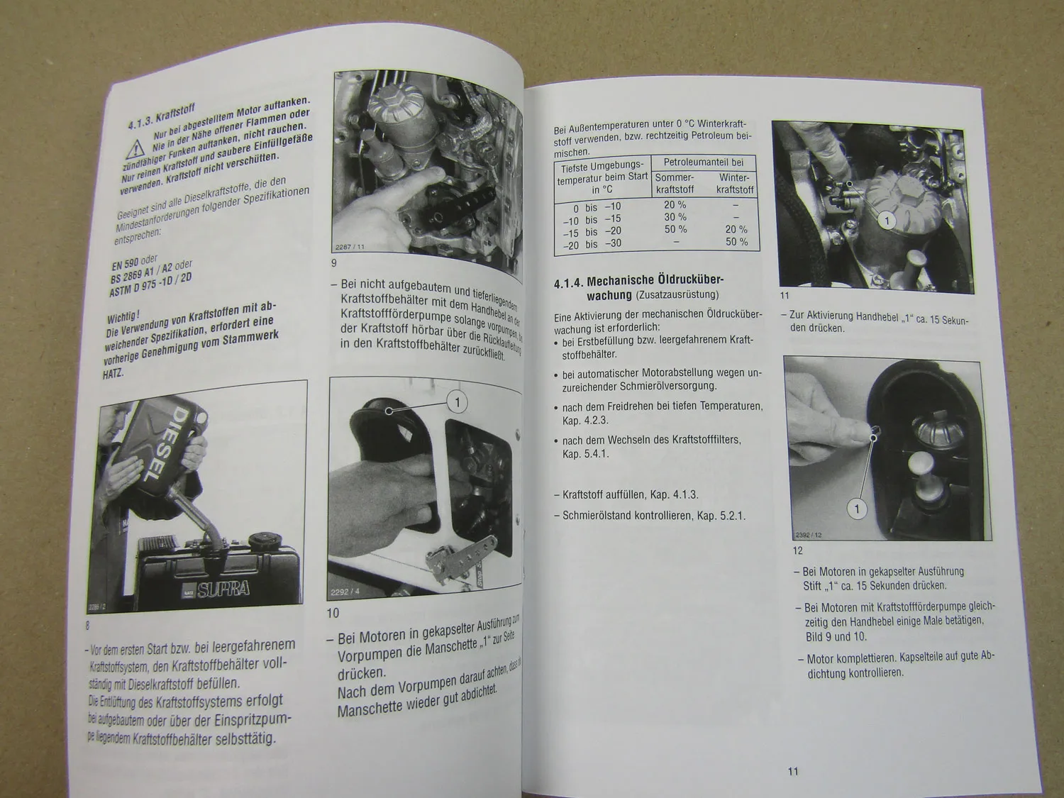 Hatz 1D 41 42 50 81 90 Motor Bedienungsanleitung Betrieb Wartung 2009