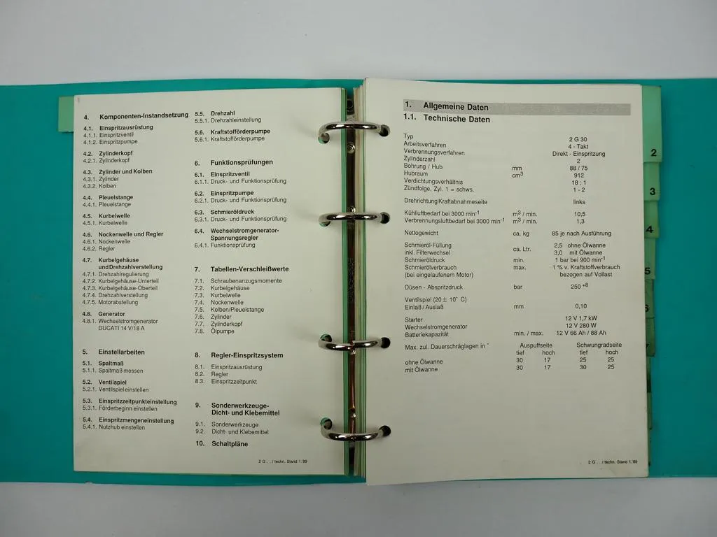 Hatz 2G30 Motor Werkstatthandbuch Reparaturanleitung 1989