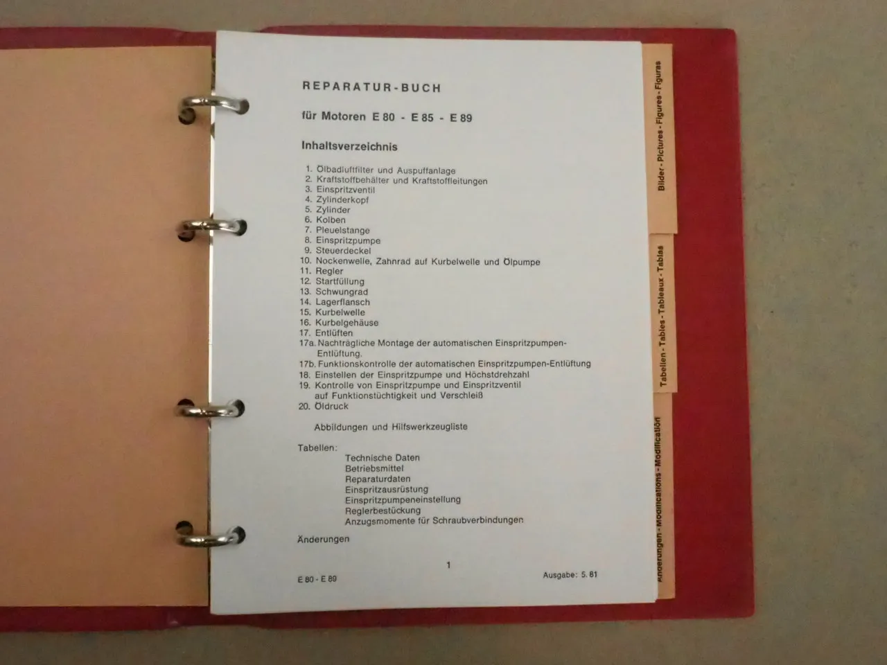 Hatz E 80 85 89 G FG Motor Werkstatthandbuch Reparaturhandbuch 1981