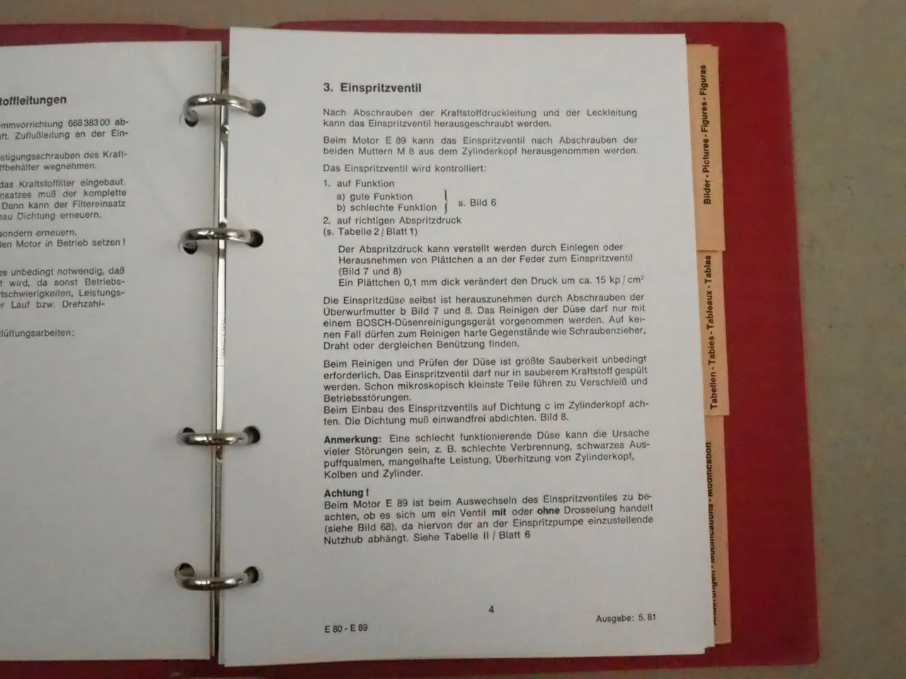 Hatz E 80 85 89 G FG Motor Werkstatthandbuch Reparaturhandbuch 1981