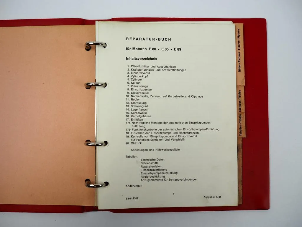 Hatz E 80 85 89 G FG Motor Werkstatthandbuch Reparaturhandbuch 1981