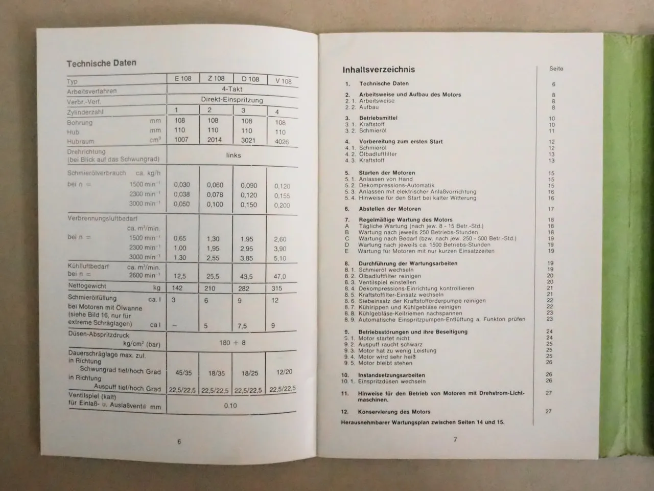 Hatz E Z D V 108 Motor Betriebsanleitung Bedienungsanleitung 1978