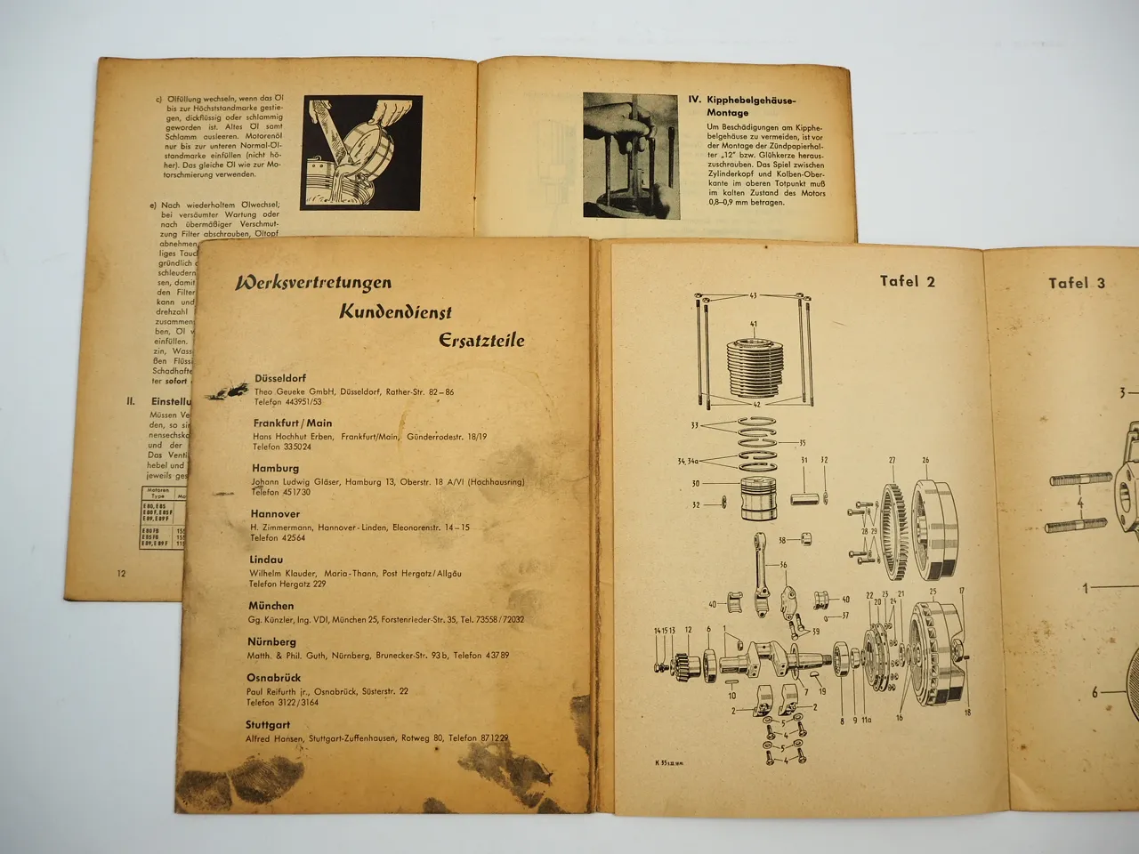 Hatz E80 E85 E89 FB F Dieselmotor Betriebsanleitung Ersatzteilliste 1959