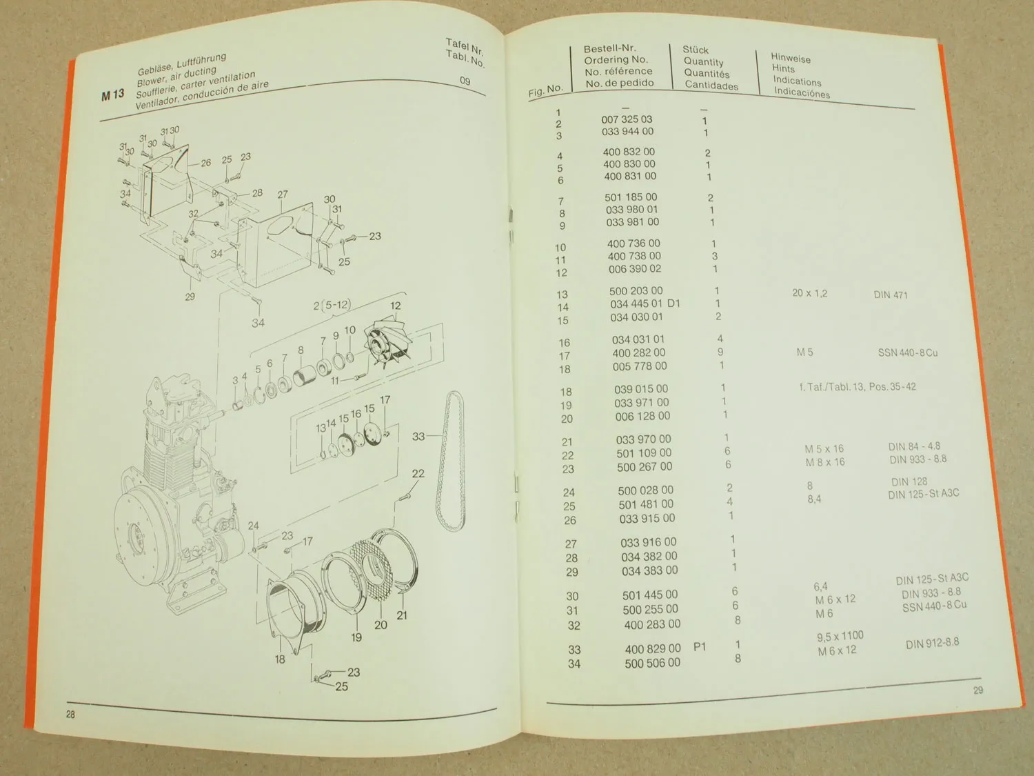 Hatz E950 Motor Ersatzteilliste Parts List Pieces rechange No. E950.18 von 1989