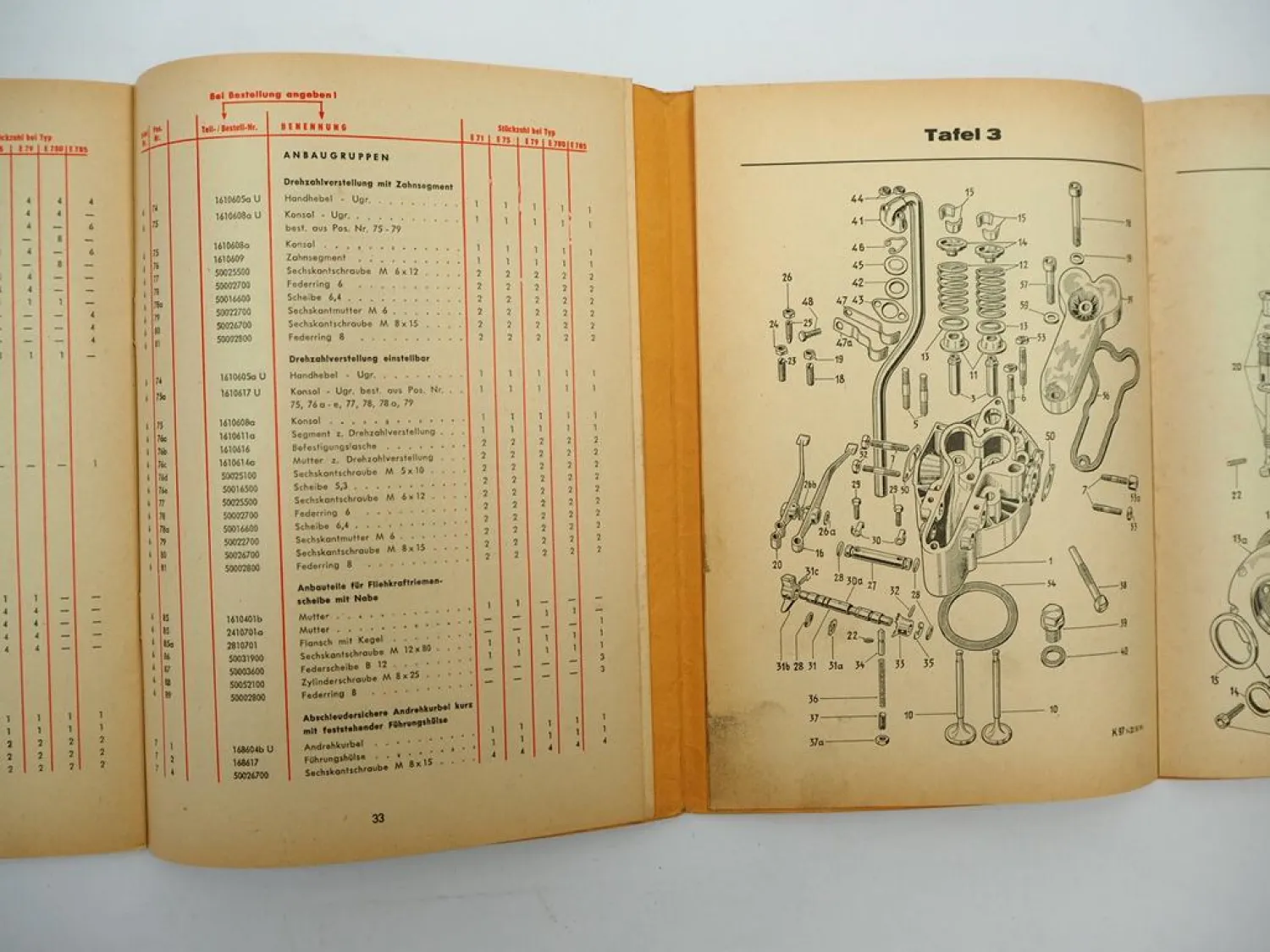 Hatz ES E 71 75 79 780 785 Dieselmotor Betriebsanleitung Ersatzteilliste 1969/70