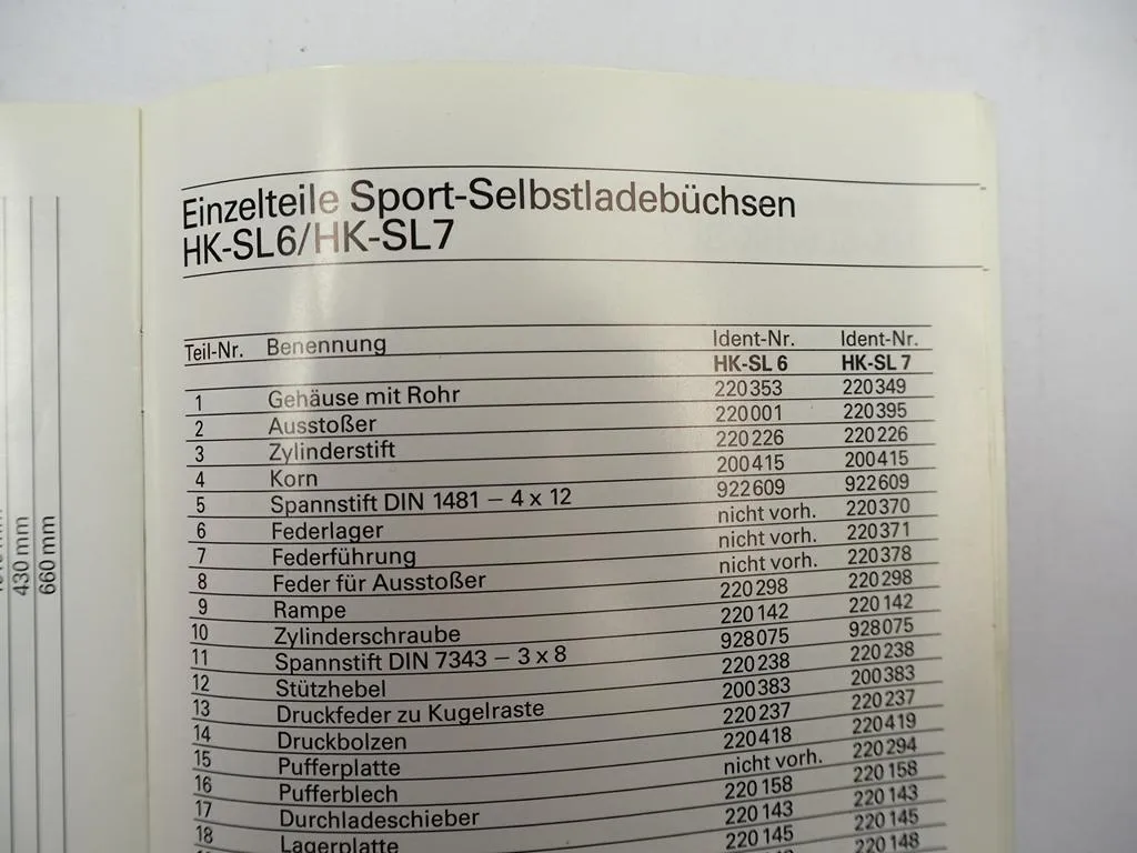 Heckler & Koch HK-SL 6 7 Sport Selbstladebüchsen Betriebsanleitung ETL 1993