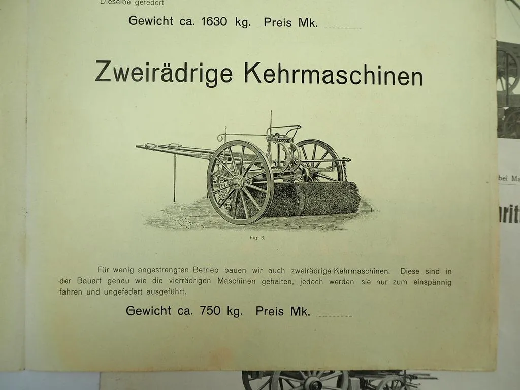 Heidesheimer Maschinenfabrik Kehrmaschinen Müllabfuhr 2x Prospekt 2x Preisliste