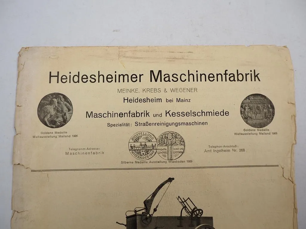 Heidesheimer Maschinenfabrik Kehrmaschinen Müllabfuhr 2x Prospekt 2x Preisliste