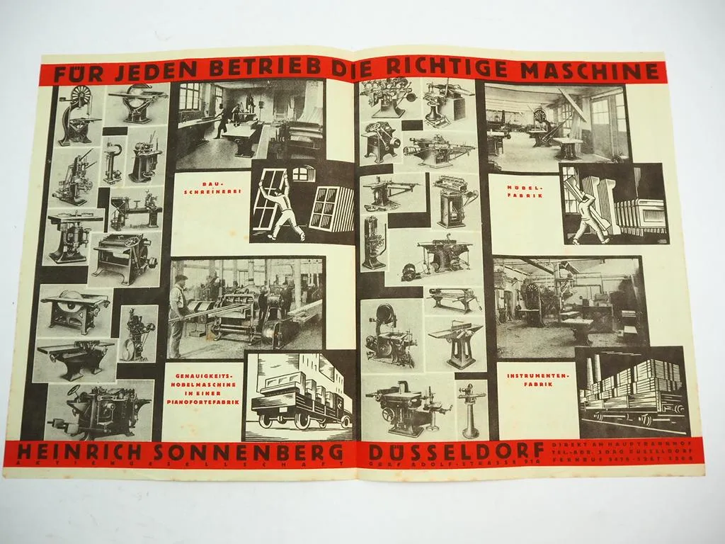 Heinrich Sonnenberg AG Düsseldorf Fay Egan USA Maschinen Prospekt 1930er J.