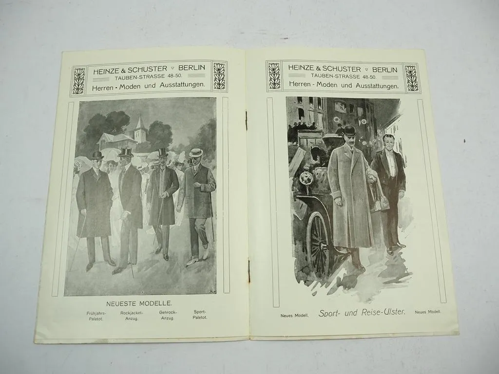 Heinze & Schuster Berlin 1906 Herren Mode Katalog 8 Seiten Taubenstrasse