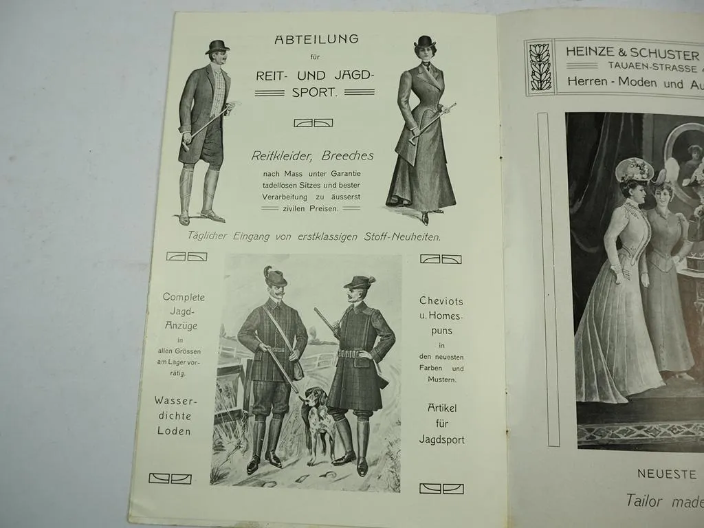 Heinze & Schuster Berlin 1906 Herren Mode Katalog 8 Seiten Taubenstrasse