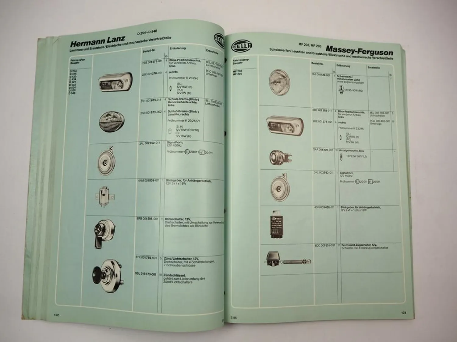 Hella Elektrische Ausrüstung für Landmaschinen Traktor Mähdrescher Katalog 1985