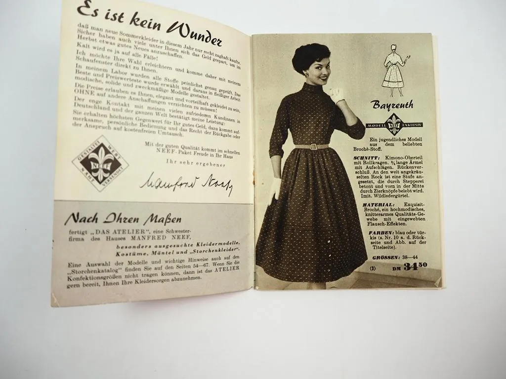 Herbst Damen Kleider Mode Versand Katalog Atelier Manfred Neef Kulmbach Ofr 1956