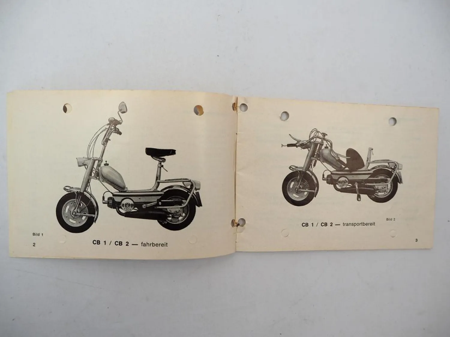 Hercules CB1 CB2 Mofa mit Sachs Motor 502/1 Betriebsanleitung Wartung 1970er J.